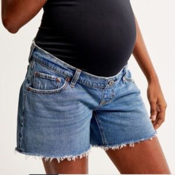 Abercrombie & Fitch Light Wash The Dad Maternity Shorts - Picture 1 of 4